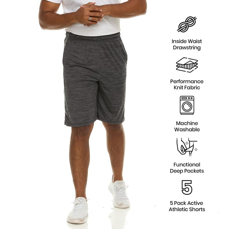 Essential Elements Athletic Shorts for Men - Men's Basketball Shorts - Sports Shorts for Workout, Gym, Running (5 Pack/Set A, Small) - Image 4